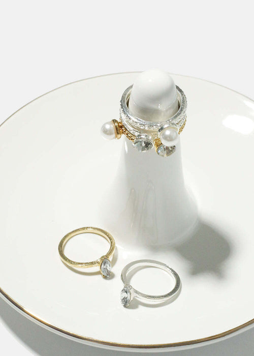 Pearl & Oval Rhinestone Rings