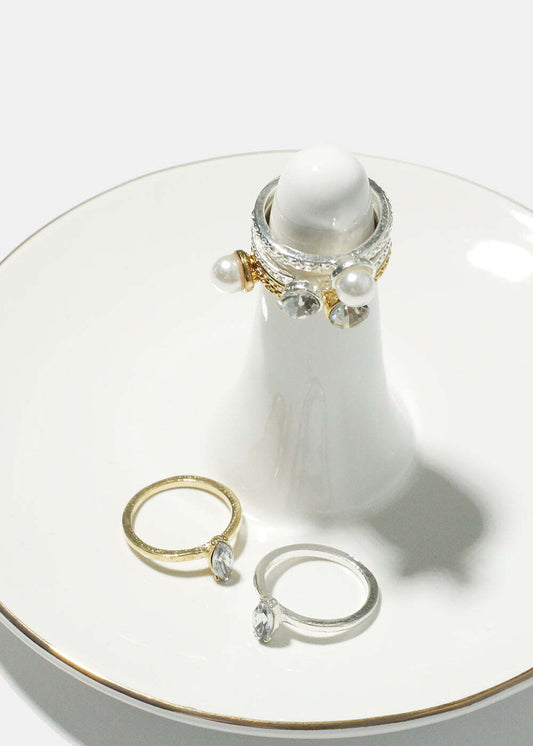 Pearl & Oval Rhinestone Rings