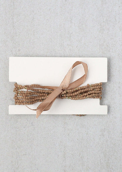 Multiple Beaded Bracelet with Ribbon