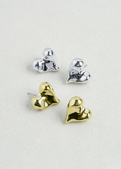 Chunky Heart Stud Earrings