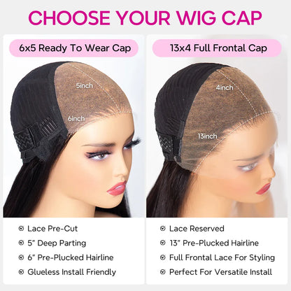 🎅🎄Layered Cut Glueless Loose Body Wave 6×5 HD Lace Wig Pre-Everything Human Hair Wigs