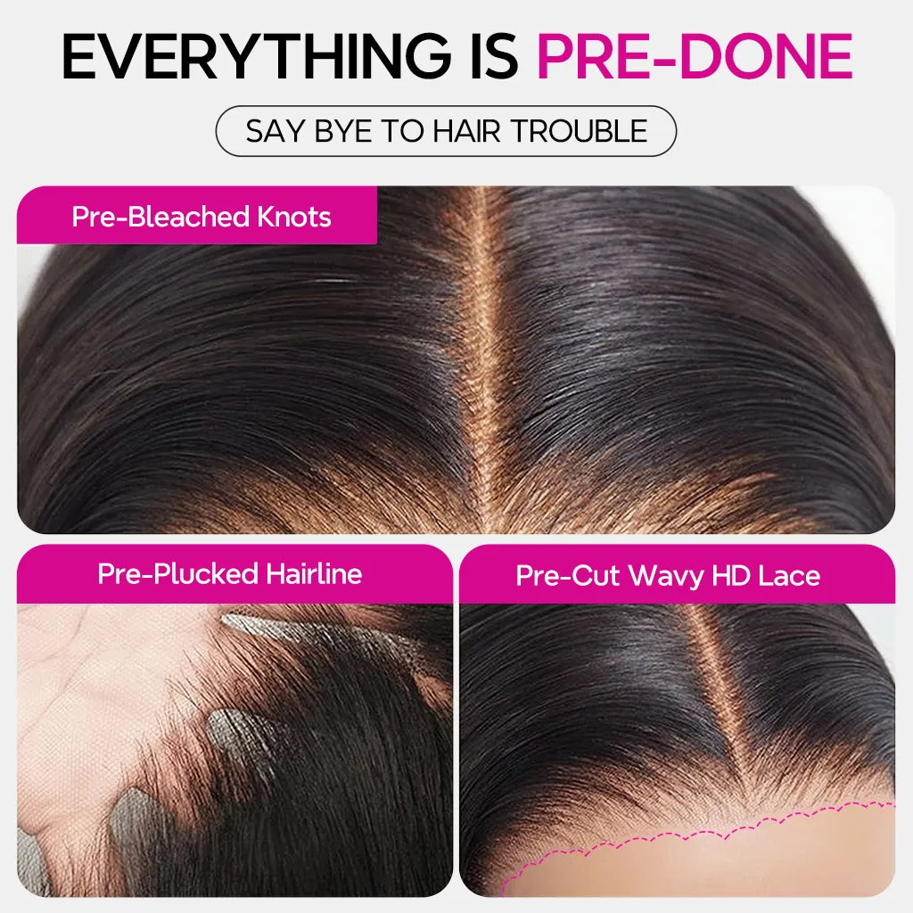 🎅🎄Layered Cut Glueless Loose Body Wave 6×5 HD Lace Wig Pre-Everything Human Hair Wigs