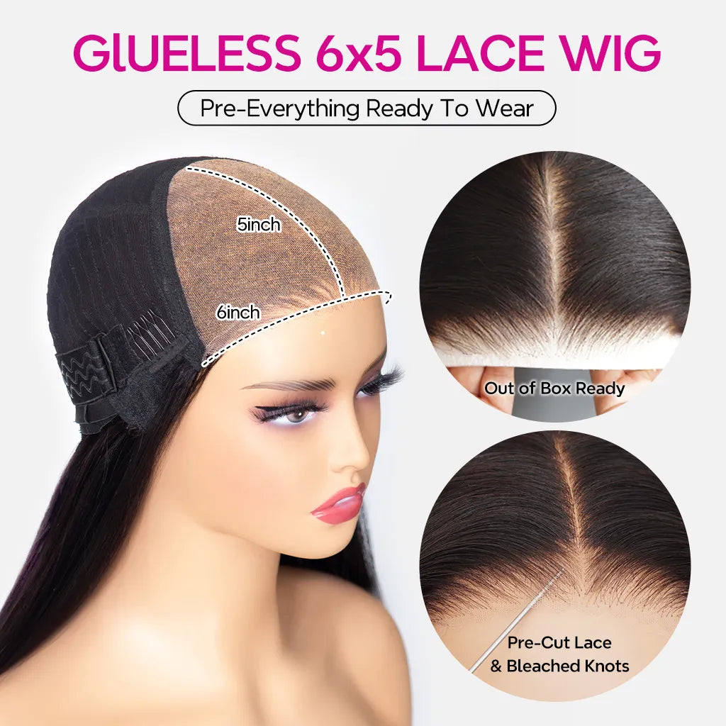 🎅🎄Layered Cut Glueless Loose Body Wave 6×5 HD Lace Wig Pre-Everything Human Hair Wigs