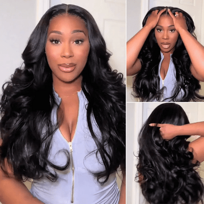🎅🎄Layered Cut Glueless Loose Body Wave 6×5 HD Lace Wig Pre-Everything Human Hair Wigs
