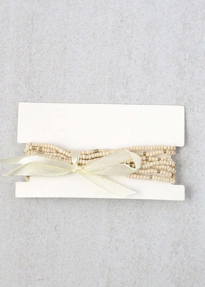 Multiple Beaded Bracelet with Ribbon