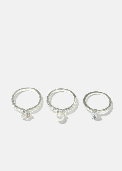 Pearl & Oval Rhinestone Rings