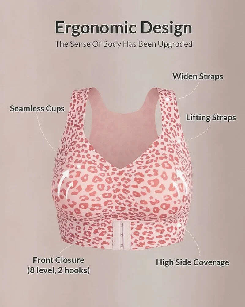 Cross Back Front Closure Wireless Posture Support Bra