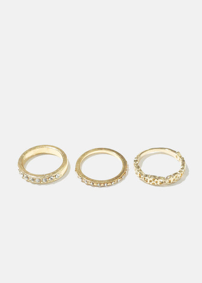 3 Piece Rhinestone Ring Set