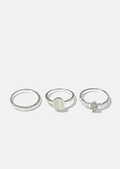 3 Piece Gem and Rhinestone Rings